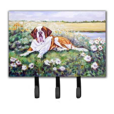 Carolines Treasures Saint Bernard in Flowers Leash or Key Holder 7446TH68